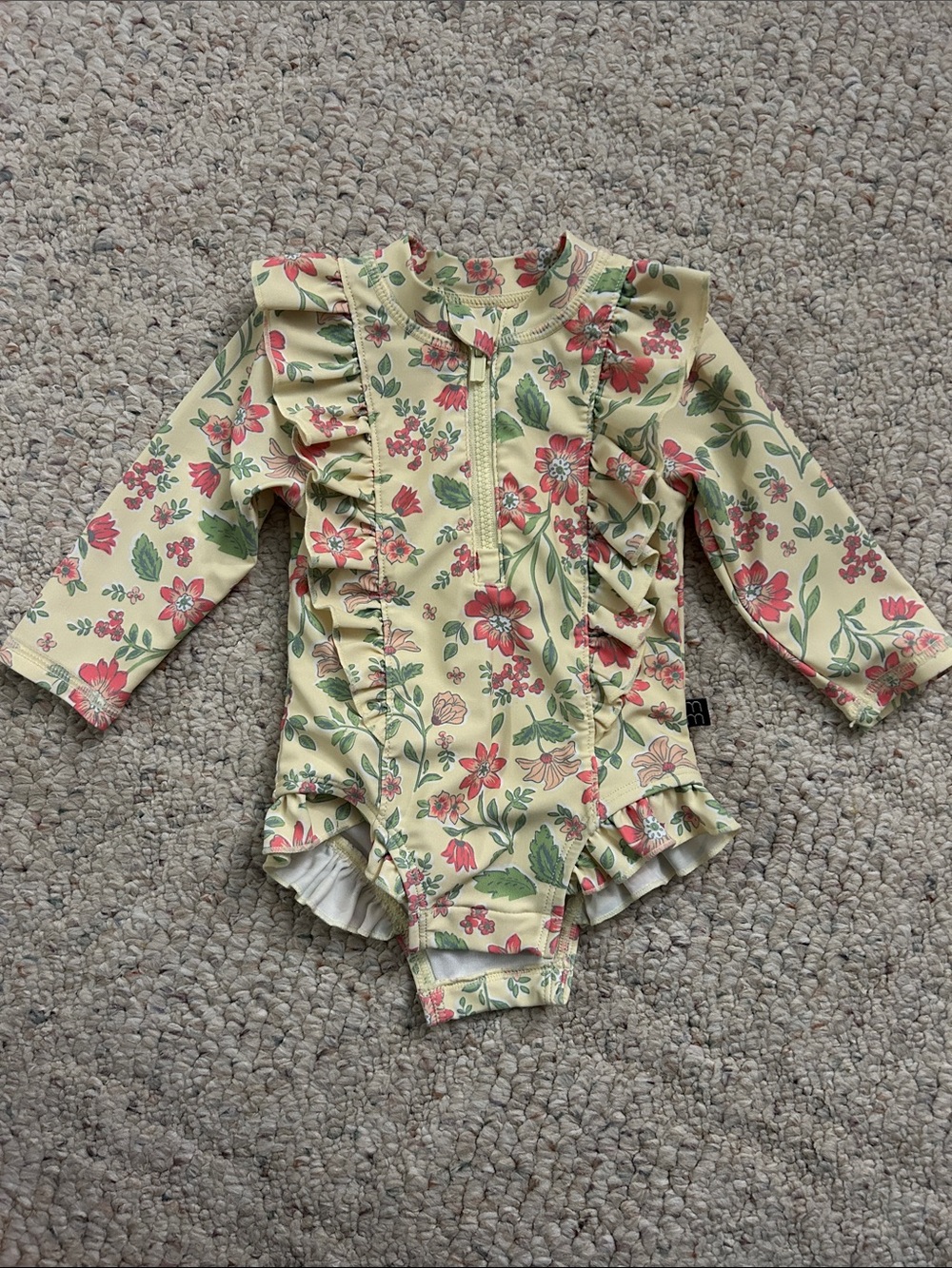 Modern Moments Floral Ruffle Long-Sleeve 1 Piece Swimsuit
